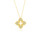 Suzy Levian Yellow Sterling Silver White Cubic Zirconia Pave Flower Clover Pendant Necklace