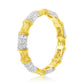 Suzy Levian Yellow Sterling Silver Cubic Zirconia Pave Bamboo Alternating Eternity Band