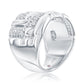 Suzy Levian Sterling Silver & White Cubic Zirconia Pave Checkered Woven Band Ring