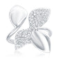 Suzy Levian Sterling Silver Cubic Zirconia Abstract Open Flower Ring