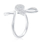 Suzy Levian Sterling Silver Cubic Zirconia Abstract Open Flower Ring