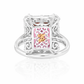 Suzy Levian Sterling Silver Emerald-Cut Pink Cubic Zirconia White Cubic Zirconia Ring