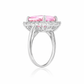 Suzy Levian Sterling Silver Emerald-Cut Pink Cubic Zirconia White Cubic Zirconia Ring