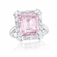 Suzy Levian Sterling Silver Emerald-Cut Pink Cubic Zirconia White Cubic Zirconia Ring