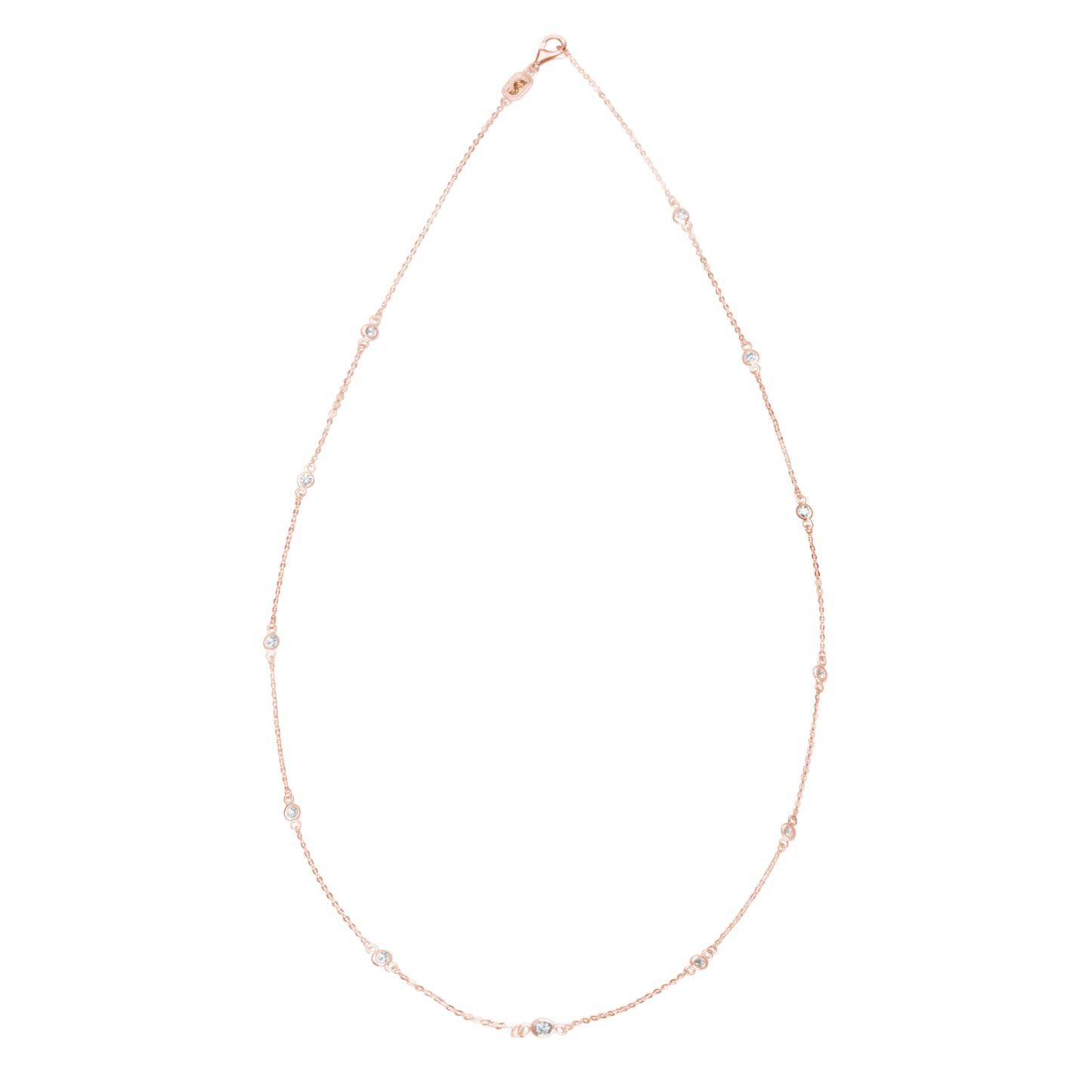 Suzy Levian 0.50 ct TDW 14k Rose Gold Bezel Diamonds by the Yard Station Necklace