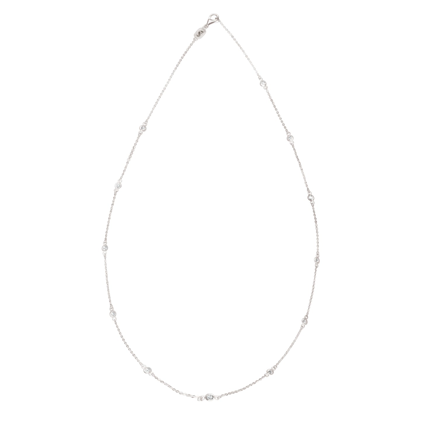 Suzy Levian 0.50 ct TDW 14k White Gold Bezel Diamonds by the Yard Station Necklace
