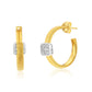Suzy Levian Yellow Sterling Silver & White Cubic Zirconia Pave Coil Huggie Hoop Earrings