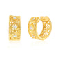 Suzy Levian Yellow Sterling Silver & White Cubic Zirconia Cutout Huggie Hoop Earrings