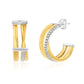 Suzy Levian Yellow Sterling Silver & Cubic Zirconia Triple Row Coil Huggie Hoop Earrings