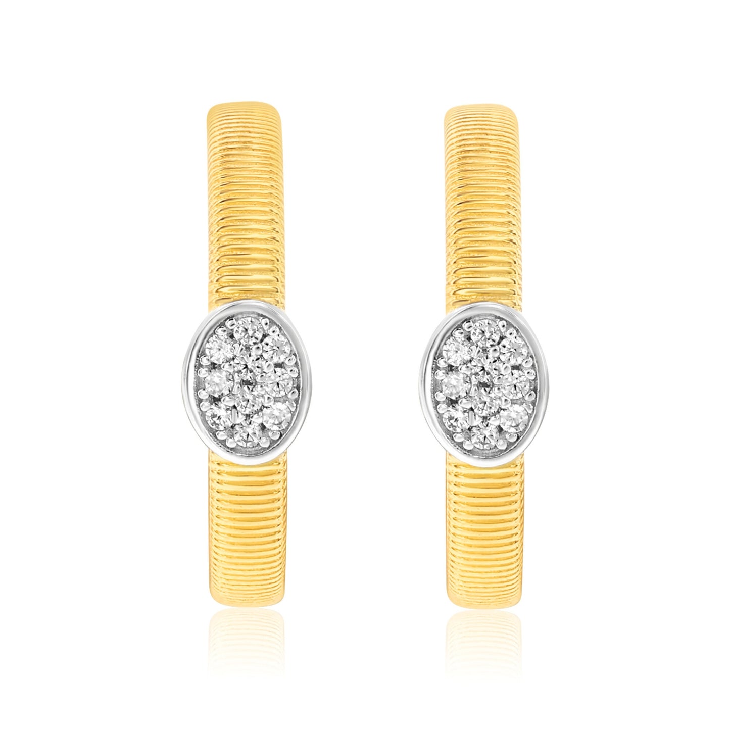 Suzy Levian Yellow Sterling Silver & White Cubic Zirconia Pave Coil Huggie Hoop Earrings