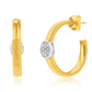 Suzy Levian Yellow Sterling Silver & White Cubic Zirconia Pave Coil Huggie Hoop Earrings