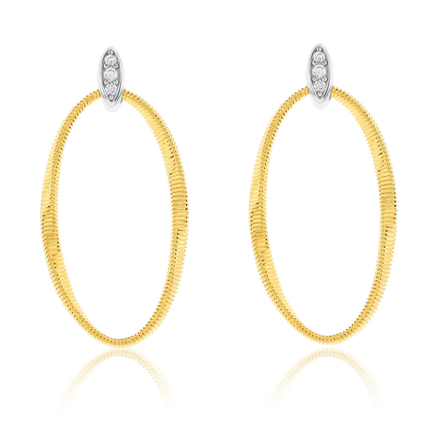 Suzy Levian The Golden Helix Yellow Sterling Silver & White Cubic Zirconia Oval Drop Earrings