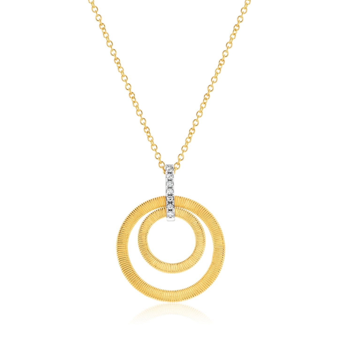Suzy Levian Yellow Sterling Silver & Cubic Zirconia Coil Double Open Circle Pendant Necklace