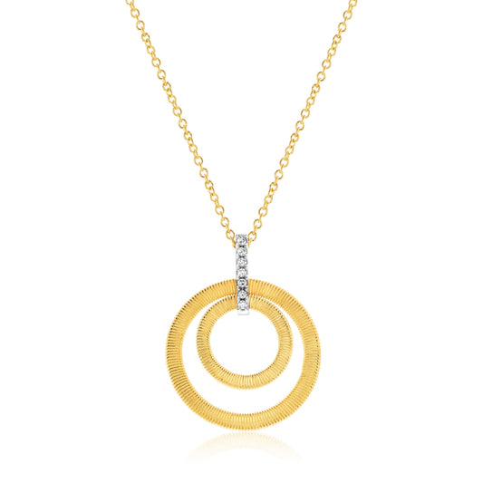 Suzy Levian Yellow Sterling Silver & Cubic Zirconia Coil Double Open Circle Pendant Necklace