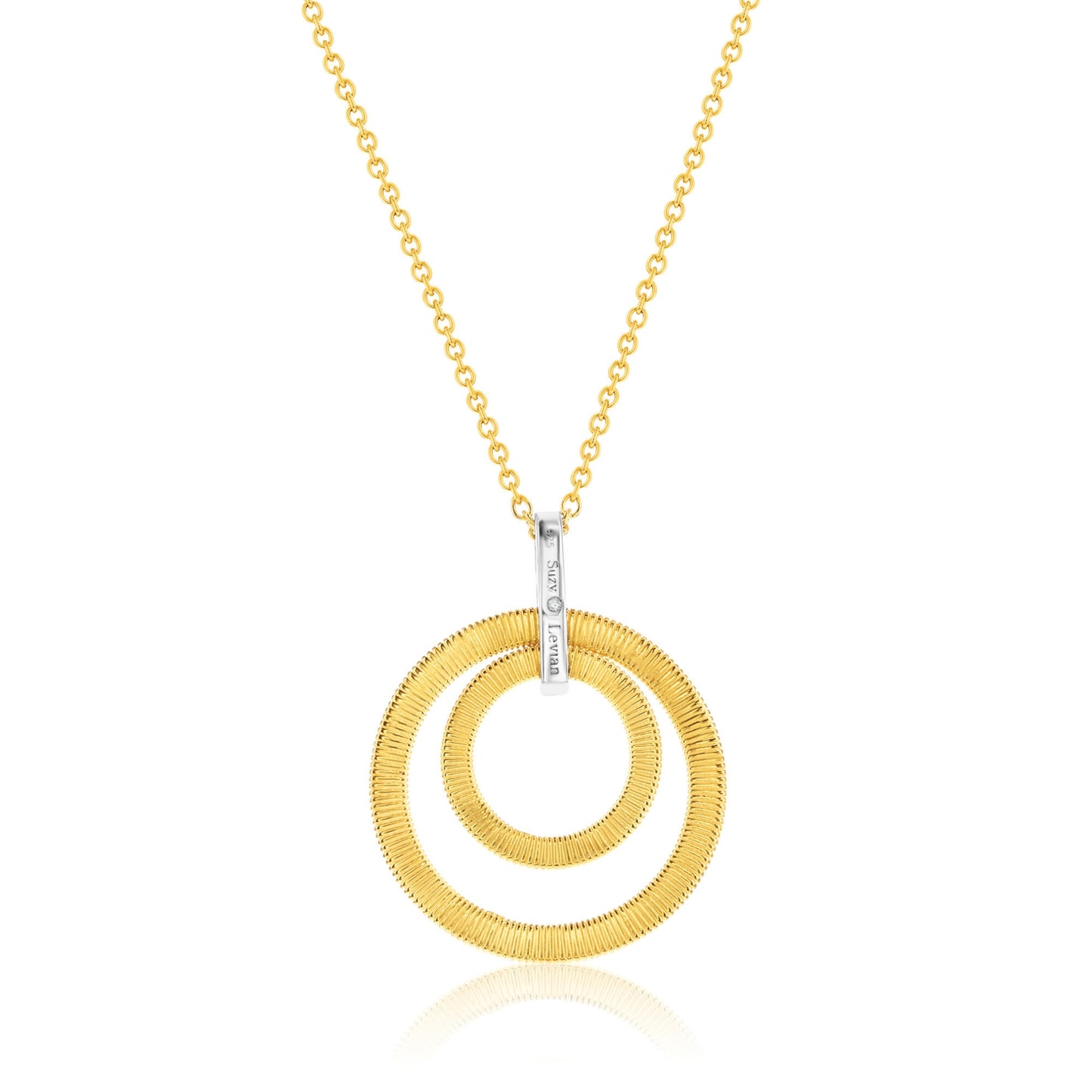 Suzy Levian Yellow Sterling Silver & Cubic Zirconia Coil Double Open Circle Pendant Necklace