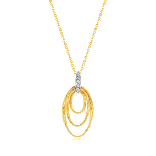 Suzy Levian The Golden Helix Yellow Sterling Silver & Cubic Zirconia Coil Triple Open Oval Pendant Necklace
