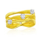 Suzy Levian The Golden Helix Yellow Sterling Silver White Cubic Zirconia Coil Three Row Twisted Ring