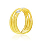 Suzy Levian The Golden Helix Yellow Sterling Silver White Cubic Zirconia Coil Three Row Twisted Ring