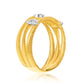 Suzy Levian The Golden Helix Yellow Sterling Silver White Cubic Zirconia Coil Three Row Triple Oval Ring