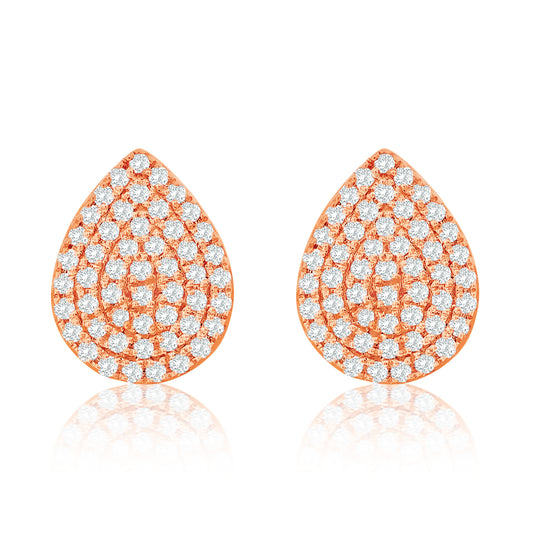 Suzy Levian 14K Rose Gold .20 cttw Diamond Pave Pear Shape Stud Earrings