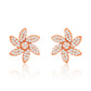 Suzy Levian 14K Rose Gold .20 cttw Diamond Pave Curved Flower Stud Earrings