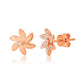 Suzy Levian 14K Rose Gold .20 cttw Diamond Pave Curved Flower Stud Earrings