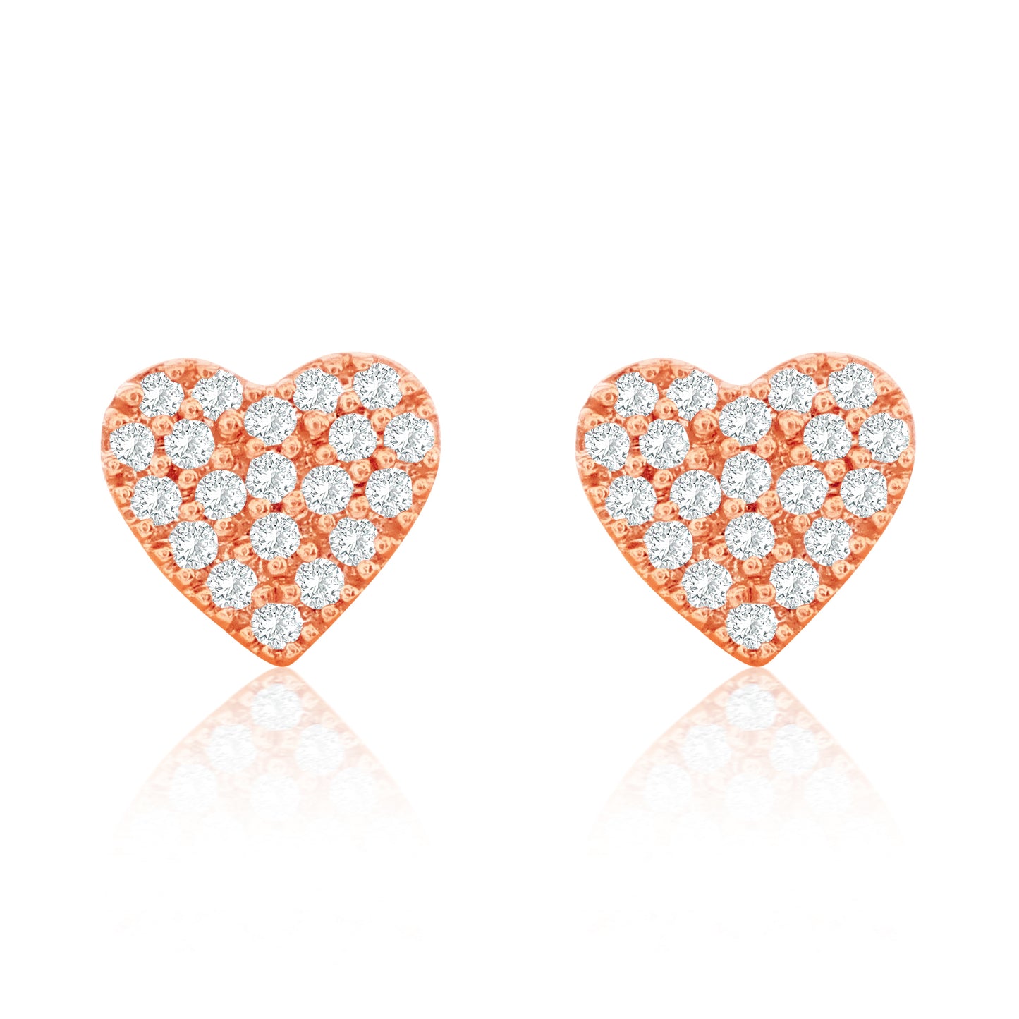 Suzy Levian 14K Rose Gold .085 cttw Pave Diamond Heart Earrings