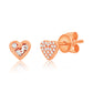 Suzy Levian 14K Rose Gold .085 cttw Pave Diamond Heart Earrings