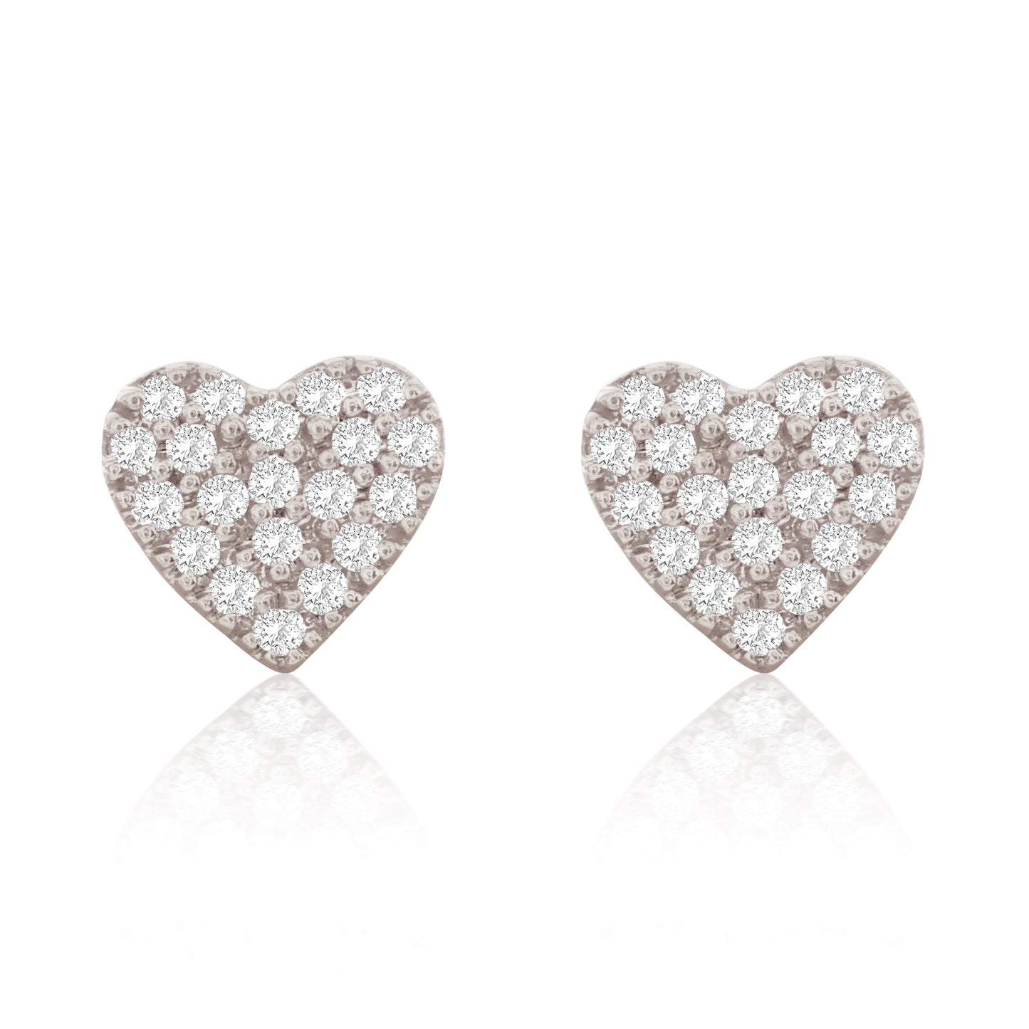 Suzy Levian 14K White Gold .085 cttw Pave Diamond Heart Earrings