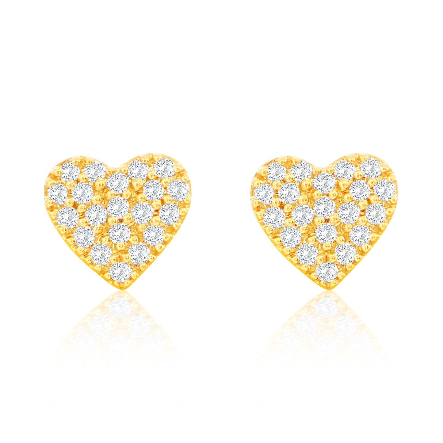 Suzy Levian 14K Yellow Gold .085 cttw Pave Diamond Heart Earrings