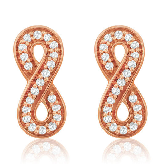 Suzy Levian 14K Rose Gold .10 cttw Pave Diamond Infinity Stud Earrings