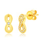 Suzy Levian 14K Yelow Gold .10 cttw Pave Diamond Infinity Stud Earrings