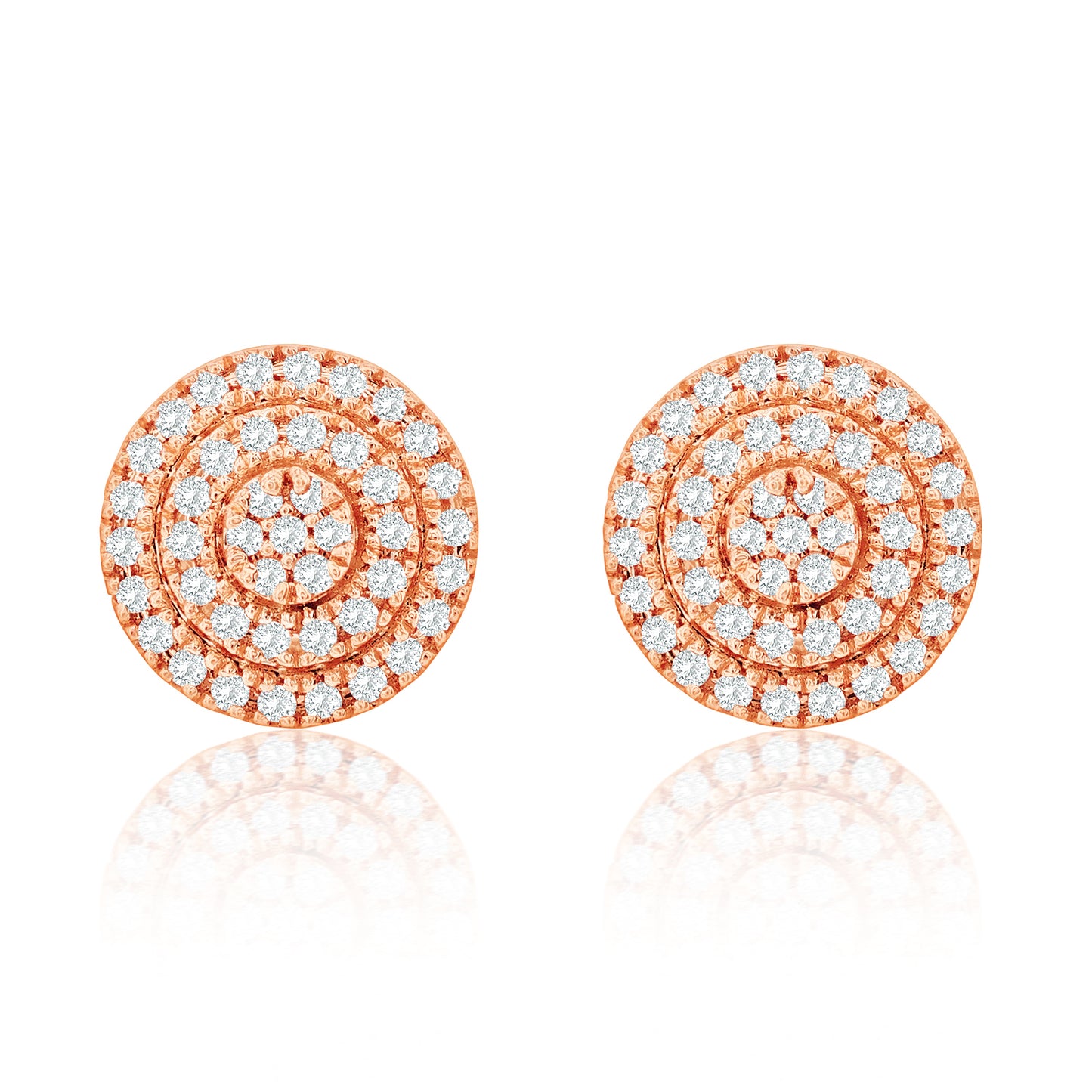 Suzy Levian 14K Rose Gold .17 cttw Pave Diamond Round Stud Earrings