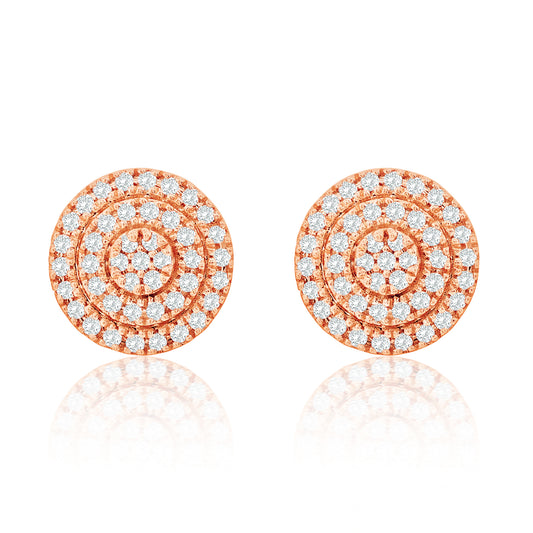 Suzy Levian 14K Rose Gold .17 cttw Pave Diamond Round Stud Earrings