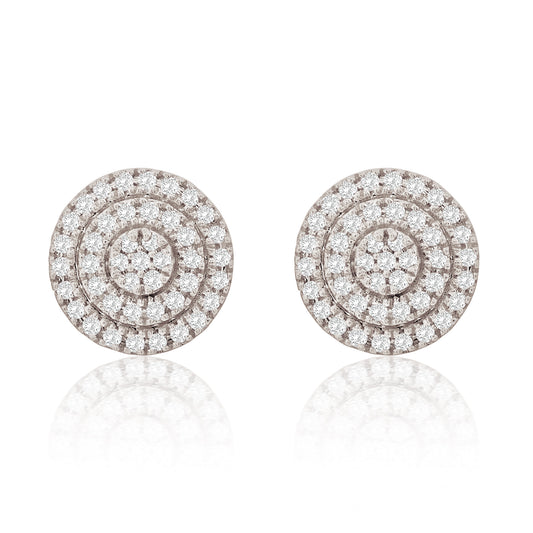 Suzy Levian 14K White Gold .17 cttw Pave Diamond Round Stud Earrings