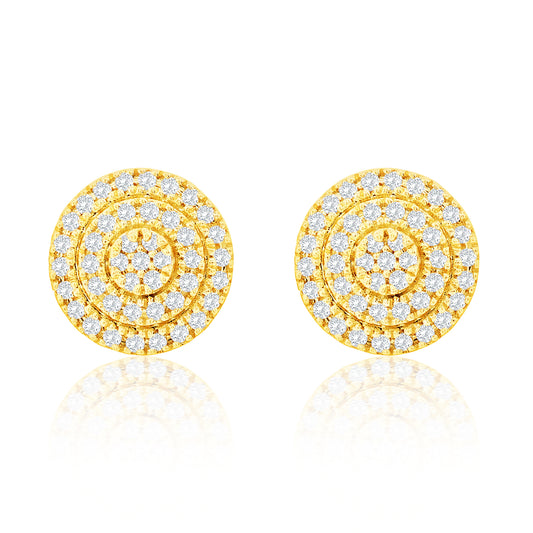 Suzy Levian 14K Yellow Gold .17 cttw Pave Diamond Round Stud Earrings