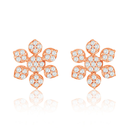 Suzy Levian 14K Rose Gold & .13 cttw Diamond Pave Snowflake Earrings