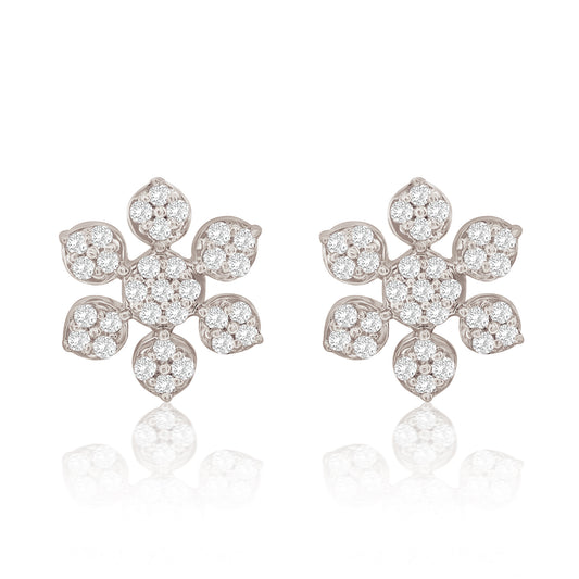 Suzy Levian 14K White Gold & .13 cttw Diamond Pave Snowflake Earrings