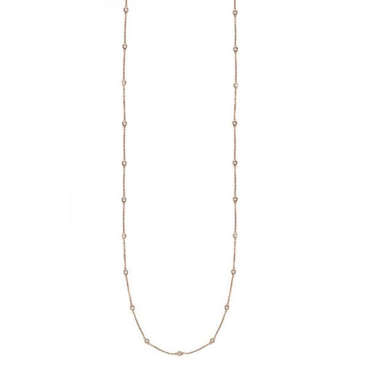 Suzy Levian 14k Rose Gold 1 cttw Bezel Diamond Station Necklace (36 inch)