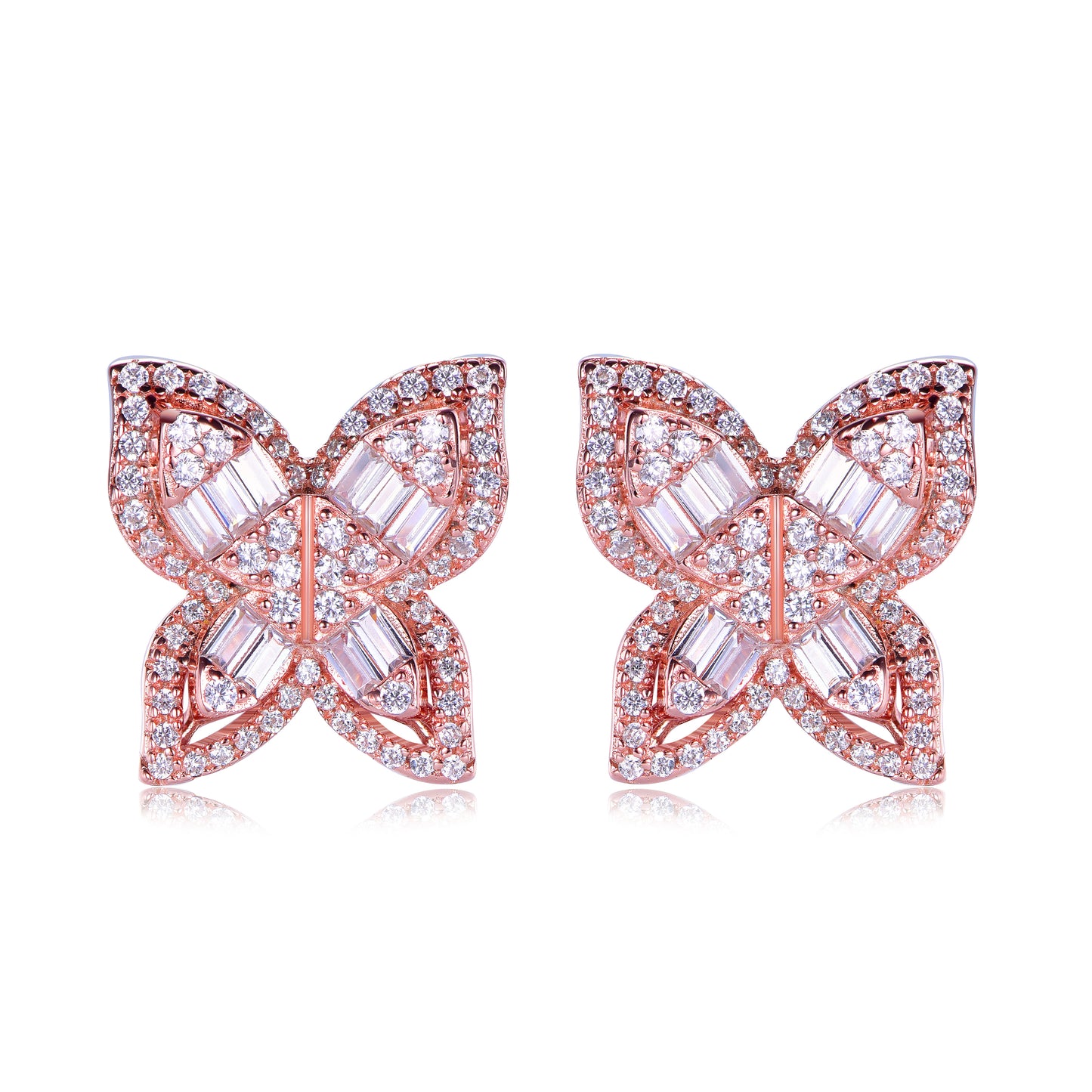 Suzy Levian Rose Sterling Silver & White Cubic Zirconia Multi-Cut Large Butterfly Earrings