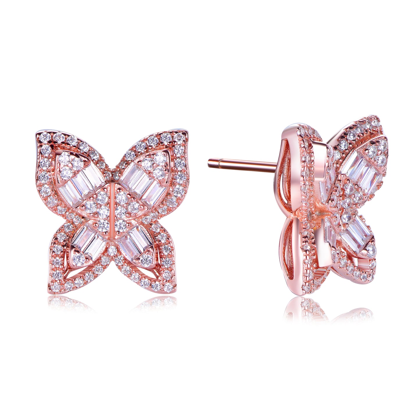 Suzy Levian Rose Sterling Silver & White Cubic Zirconia Multi-Cut Large Butterfly Earrings