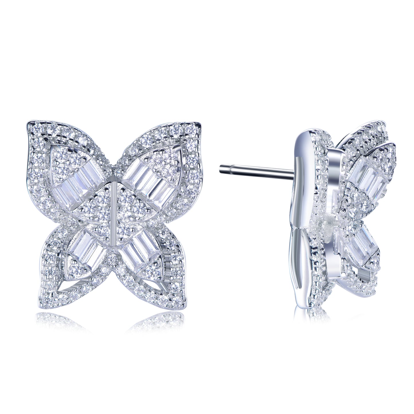 Suzy Levian Sterling Silver & White Cubic Zirconia Multi-Cut Large Butterfly Earrings