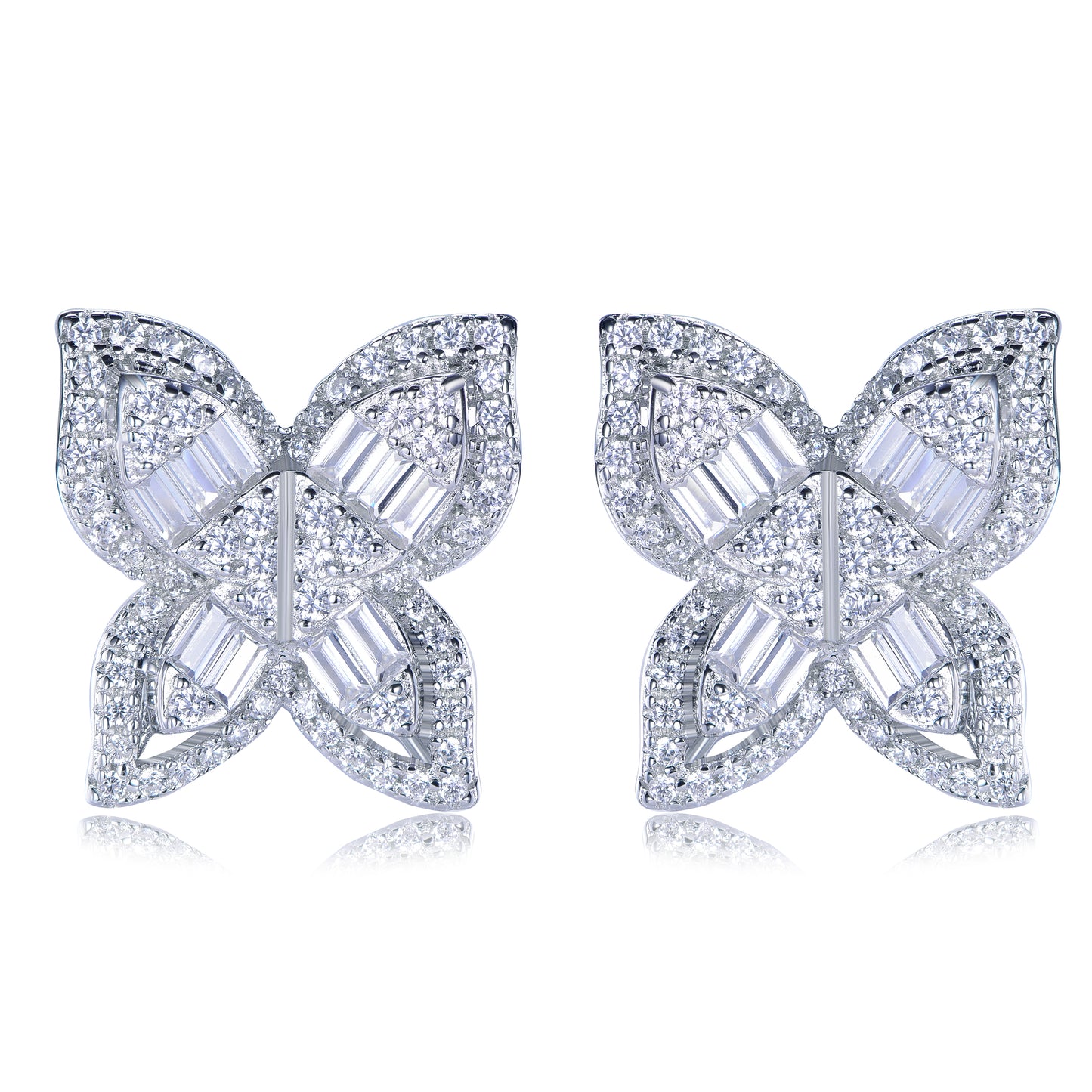 Suzy Levian Sterling Silver & White Cubic Zirconia Multi-Cut Large Butterfly Earrings