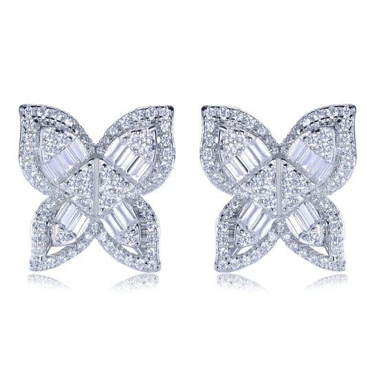 Suzy Levian Sterling Silver & White Cubic Zirconia Multi-Cut Large Butterfly Earrings