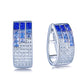 Suzy Levian Sterling Silver Invisible Set Blue White Cubic Zirconia Huggie Earrings