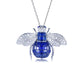 Suzy Levian Sterling Silver Invisible Set Blue White Cubic Zirconia Bumble Bee Pendant