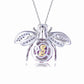 Suzy Levian Sterling Silver Invisible Set Red White Cubic Zirconia Bumble Bee Pendant