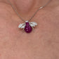 Suzy Levian Sterling Silver Invisible Set Red White Cubic Zirconia Bumble Bee Pendant