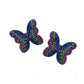 Suzy Levian Black Sterling Silver Multi Color Cubic Zirconia Butterfly Earrings