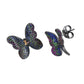 Suzy Levian Black Sterling Silver Multi Color Cubic Zirconia Butterfly Earrings